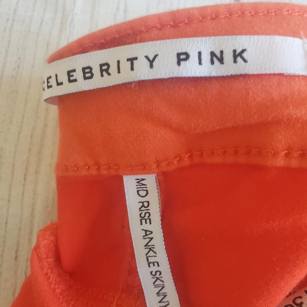NWT celebrity Pink mid rise orange skinny pants size 11 - Picture 4 of 11